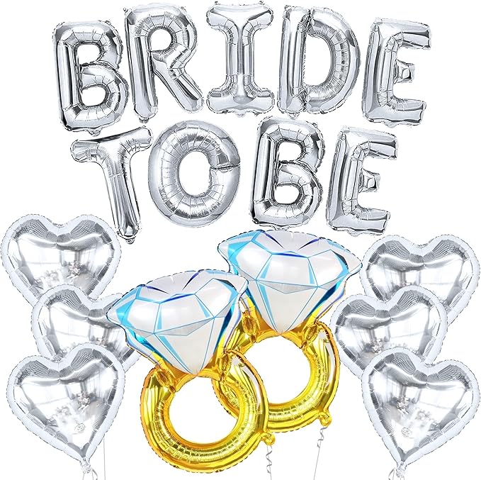 KATCHON Silver Bride To Be Balloons Set - Pack of 17 | Silver Bachelorette Party Decorations | Bride Balloons Bachelorette | Bridal Shower Decorations | Bachelorette Balloons, Bride To Be Decorations - Image 1